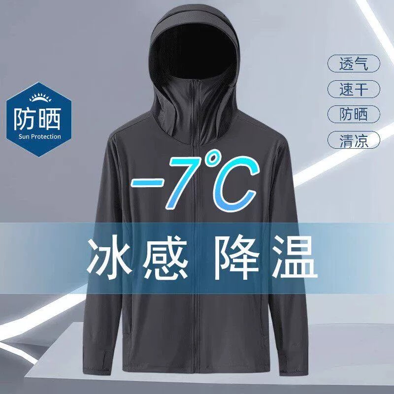 外贸尾货夏季冰丝透气薄款连帽防紫外线防晒服外套男士钓鱼防晒衣 详情图